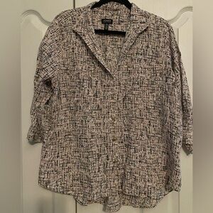 Jones New York  Patterned Linen blend Top